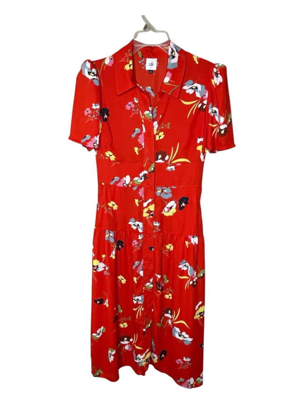 Cabi Red Floral Button-Front Women’s Dress Sz S - Picture 3 of 8
